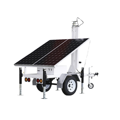 Traila / Remolque con Mástil Retráctil de 7.5 m. para Videovigilancia o Iluminación, con capacidad para Instalar Módulos Solares y Baterías (No incluidos)