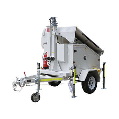 Traila / Remolque con Mástil Retráctil de 7.5 m. para Videovigilancia o Iluminación, con Bases para Instalar Paneles Solares y Baterías (No incluidos)