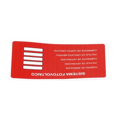 Etiqueta de Sistema fotovoltaico/ Paquete con 20