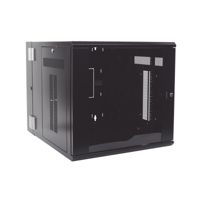 Gabinete PanZone de Montaje en Pared, de 19in, Puerta con Ventana de Seguridad, 12 UR, 762mm de Profundidad, Color Negro