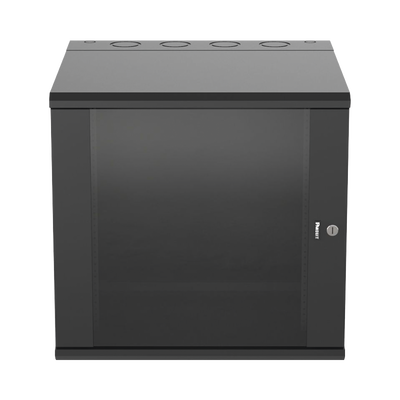 Gabinete PanZone de Montaje en Pared, de 19in, Puerta con Ventana de Seguridad, 12 UR, 635mm de Profundidad, Color Negro