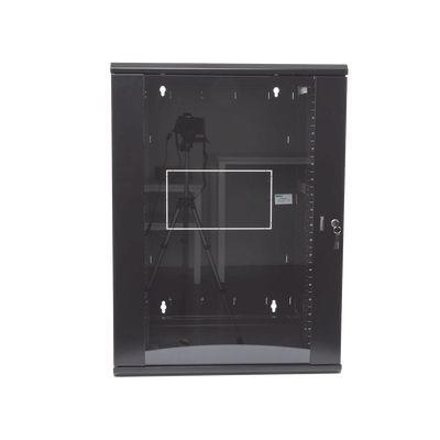 Gabinete PanZone de Montaje en Pared, de 19in, Puerta con Ventana de Seguridad, 18 UR, 635mm de Profundidad, Color Negro