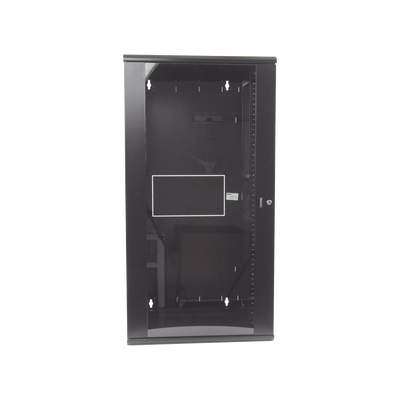 Gabinete PanZone de Montaje en Pared, de 19in, Puerta con Ventana de Seguridad, 26 UR, 635mm de Profundidad, Color Negro