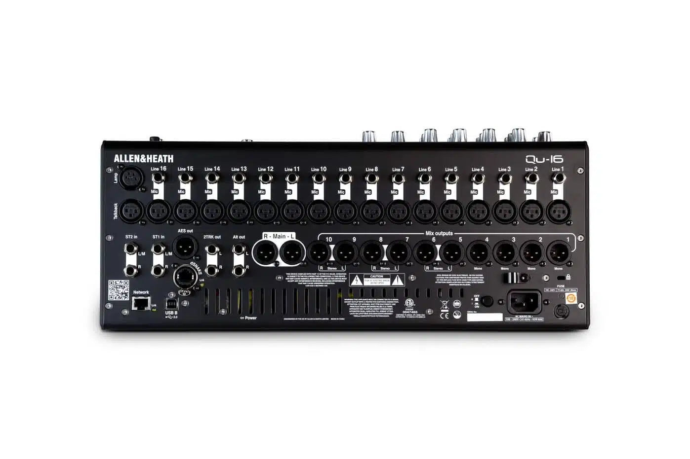 ALLEN & HEATH Qu-16 Mezclador digital compacto de 16 Entradas Mono (TRS + XLR) • 12 Salidas en XLR • 3 Entradas Estéreo (TRS)