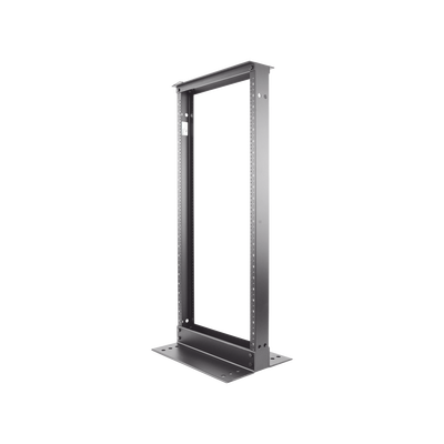 Rack de Dos Postes Estándar de 19 in, Rieles Numerados y Roscados #12-24, Fabricado en Aluminio, 24 Unidades de Rack, Color Negro