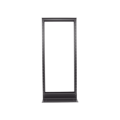 Rack de Dos Postes Estándar de 19 in, Rieles Numerados y Roscados #12-24, Fabricado en Aluminio, 24 Unidades de Rack, Color Negro