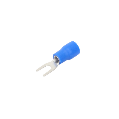 Terminal tipo horquilla ( espada ) aislada / 16 - 14 AWG / Azúl / Paquete de 25 piezas.