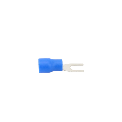Terminal tipo horquilla ( espada ) aislada / 16 - 14 AWG / Azúl / Paquete de 25 piezas.