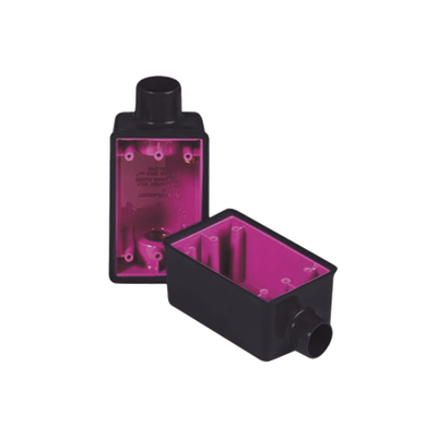 Caja Rectangular de 3/4" / 1 Entrada / Con Recubrimiento exterior de  PVC e interior Purpura.
