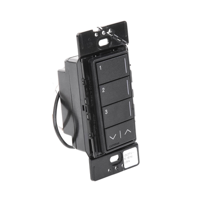 (RadioRa3) Botonera Sunnata Negro 3 escenas y 2 botones subir/bajar para Radio RA3, programe escenas diferentes en cada botón.