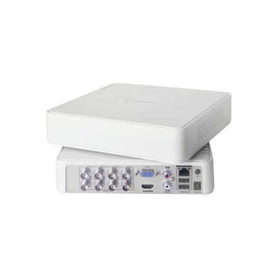 DVR 8 Canales 2 Megapixel (1080p) Lite / 8 Canales TURBOHD + 2 Canales IP / 1 Bahía de Disco Duro / H.264+ / 1 Canal de Audio / Salida de vídeo Full HD