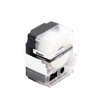 Casete de 45 Etiquetas Autolaminadas de 25.4 x 165.1 mm, para Cables de 4 a 8.1 mm de Diámetro, Área de Impresión Color Blanco