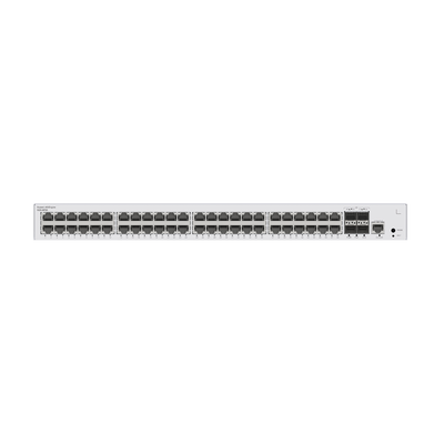 Switch de Acceso Gigabit Administrable PoE Capa 2 / 48 puertos 10/100/1000 Mbps (PoE) / 4 Puertos 1GE SFP Uplink / ERPS / IMGP Snooping / DHCP Snooping / PoE Perpetuo / 380W / Administración Nube Gratis