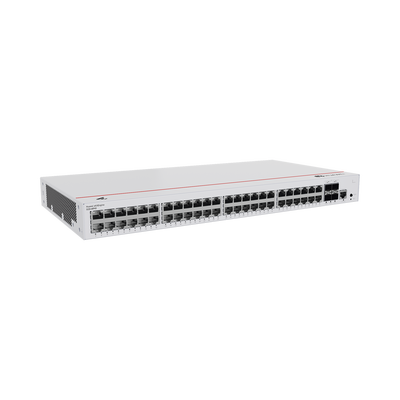 Switch de Acceso Gigabit Administrable PoE Capa 2 / 48 puertos 10/100/1000 Mbps (PoE) / 4 Puertos 1GE SFP Uplink / ERPS / IMGP Snooping / DHCP Snooping / PoE Perpetuo / 380W / Administración Nube Gratis