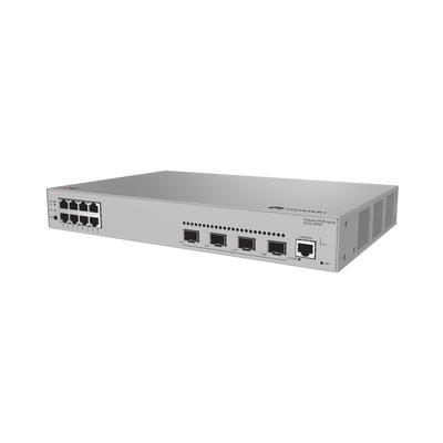 Switch de acceso eKit Administrable / Capa 2 / 8 Puertos PoE+ Gigabit + 4 SFP + Puerto Consola / PoE Perpetuo / Presupuesto PoE 125 W / Sin licenciamiento