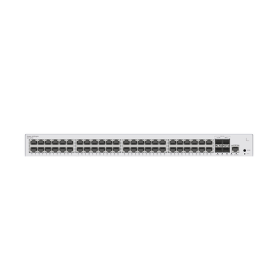 Switch de Distribución/Core Gigabit Administrable PoE Capa 3 / 48 puertos 10/100/1000 Mbps (PoE) / 4 Puertos 10GE SFP+ Uplink / ERPS / Rutas Estáticas / iStack / PoE Perpetuo / 380W / Administración Nube Gratis