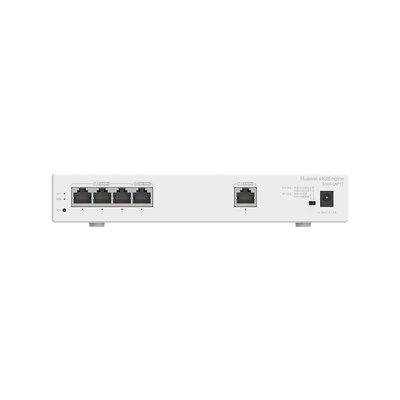 Router Multi-Servicio / 1 puerto 10/100/1000 Mbps(WAN) / 4 puertos 10/100/1000 Mbps(LAN) PoE+ (802.3af/at) / 50W / Rendimiento 1 Gbps / Controla hasta 32 APs / Hasta 150 Clientes / Administración Nube Gratis