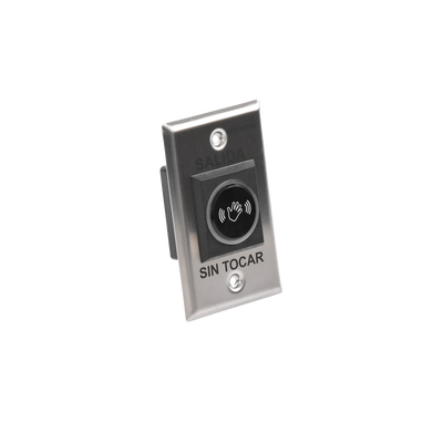 Botón de Salida sin Contacto / Sensor IR / Iluminado / Normalmente Abierto y Cerrado / Distancia Ajustable de Detección /  Rele Ajustable de 0.5 a 30 Segundos / Uso Interior