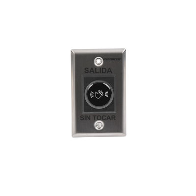 Botón de Salida sin Contacto / Sensor IR / Iluminado / Normalmente Abierto y Cerrado / Distancia Ajustable de Detección /  Rele Ajustable de 0.5 a 30 Segundos / Uso Interior