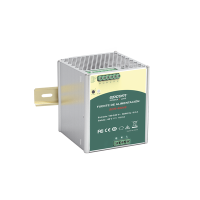 Fuente de Poder Industrial 48 Vcc @ 10A / 480W / Función relay Vcc  / Función de Conexión Paralelo / Riel Din
