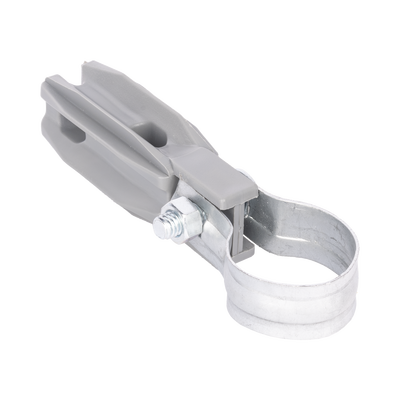 Aislador de paso o esquina de color GRIS con abrazadera incluida de 1 Pulgada para uso en poste cerco eléctrico