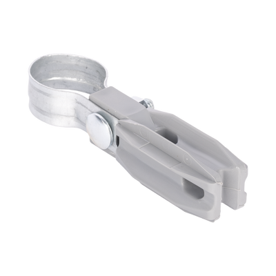 Aislador de paso o esquina de color GRIS con abrazadera incluida de 1 Pulgada para uso en poste cerco eléctrico