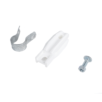 Aislador de paso o esquina de color BLANCO con abrazadera incluida de 1 Pulgada para uso en poste cerco eléctrico