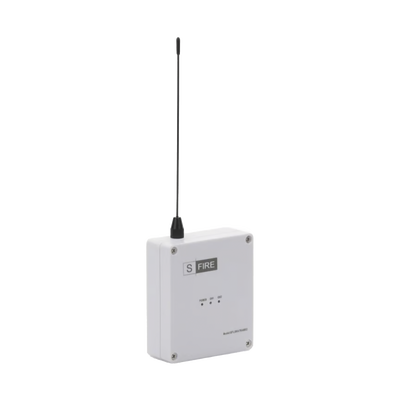 Transmisor inalámbrico / Alimentado a 12Vcc / Entrada de 2 contactos secos NA / Distancia máxima de transmisión 2500 metros (Linea de vista)