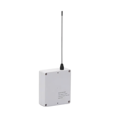 Transmisor inalámbrico / Alimentado a 12Vcc / Entrada de 2 contactos secos NA / Distancia máxima de transmisión 2500 metros (Linea de vista)