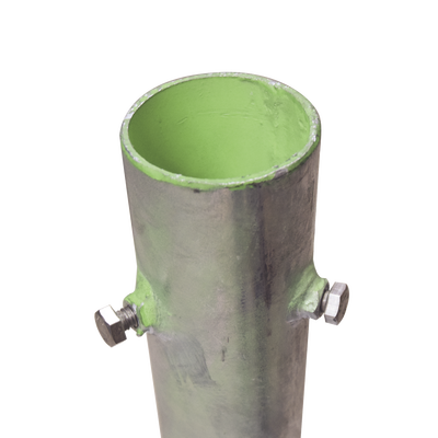 Base para Mástil Hasta 2" con Opresores, Base de 50 x 50 cm y Tubo de 80 cm Ced. 30. Galv. Inmersión.