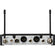 Panel posterior del receptor doble Shure SLXD4D+ con salidas de audio independientes por canal, puerto de red Ethernet y conectores BNC.