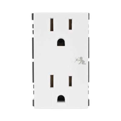 Módulo Dúplex de Contactos Eléctricos 10A 127V Color Blanco / Compatible con Cajas para Pavimento SM-CPAV-2 y SM-CPAV-4 / Requiere Adaptador SM-ADAP-FP para Fijación / Modelo 25424-30