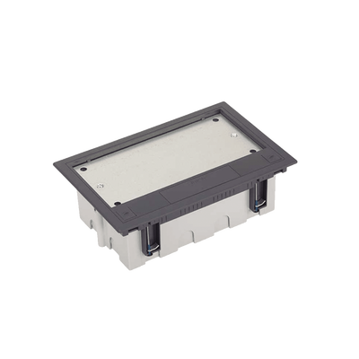 Caja Para Instalación en Pavimento para Voz, Datos o Contactos Eléctricos / Capacidad para 4 Módulos / Espacio Embellecedor en la Tapa / Profundidad Ajustable de 70 a 100 mm / Los Módulos se Adquieren Aparte / Incluye Registro