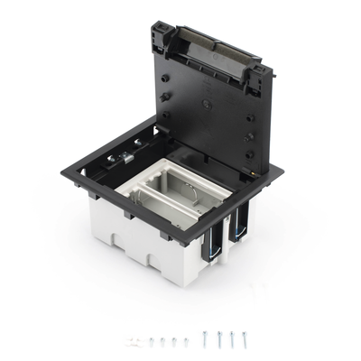 Caja Para Instalación en Piso Falso para Voz, Datos o Contactos Eléctricos / Capacidad para 2 Módulos / Espacio Embellecedor en la Tapa / Profundidad Ajustable de 90 a 120 mm / Los Módulos se Adquieren Aparte / (SF210/14CY)