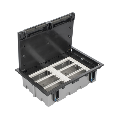 Caja Para Instalación en Piso Falso para Voz, Datos o Contactos Eléctricos / Capacidad para 6 Módulos / Espacio Embellecedor en la Tapa / Profundidad Ajustable de 90 a 120 mm / Los Módulos se Adquieren Aparte / (SF610/14CY)