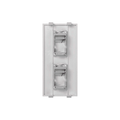 Placa Plana de Voz y Datos con Guardapolvo para 2 RJ45 / Color Blanco / 2 Puertos para Jacks Keystone / Compatible con Cajas de Pavimento SM-CPAV-2 y SM-CPAV-4 / Modelo S76B/9
