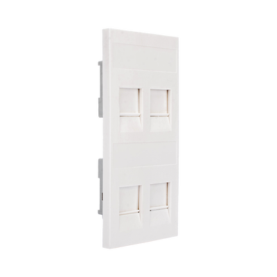 Placa Plana de Voz y Datos con Guardapolvo para 4 RJ45 / Color Blanco / 4 Puertos para Jacks Keystone / Compatible con Cajas de Pavimento SM-CPAV-2 y SM-CPAV-4 / Modelo S76C/9