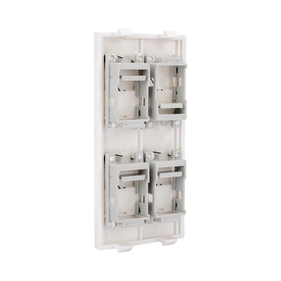 Placa Plana de Voz y Datos con Guardapolvo para 4 RJ45 / Color Blanco / 4 Puertos para Jacks Keystone / Compatible con Cajas de Pavimento SM-CPAV-2 y SM-CPAV-4 / Modelo S76C/9