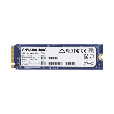 SSD 400GB NVMe M.2 2280, diseñada para Synology NAS con ranuras M.2 integradas