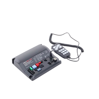 Sirena Vehicular de 200W de Potencia, Con Controlador Unimando de 15 Botones Para Control de Tonos, 12 Salidas Auxiliares y Micrófono