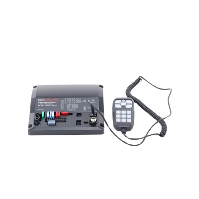 Sirena Vehicular de 200W de Potencia, Con Controlador Unimando de 15 Botones Para Control de Tonos, 12 Salidas Auxiliares y Micrófono