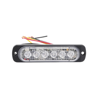 Luz Auxiliar de 6 LED, Ambar, Bisel Negro, Lente Transparente