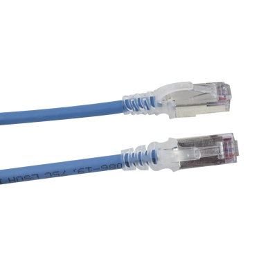 Patch Cord "Skinny" Cat6A Blindado S/FTP, 10ft, Diámetro Reducido 28 AWG, Color Azul
