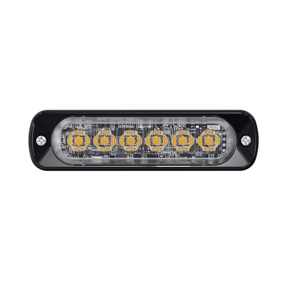 Luz Auxiliar de 6 LED, Roja, Bisel Negro, Lente Transparente