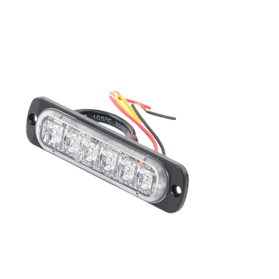 Luz Auxiliar de 6 LED, Roja, Bisel Negro, Lente Transparente
