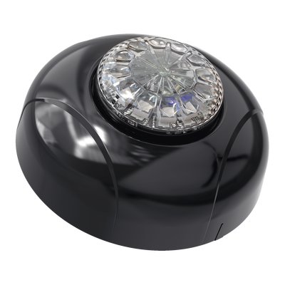 Estrobo Oculto de 12 LED, Brida negra, 12 Vcd, Rojo/Azul, Lente transparente