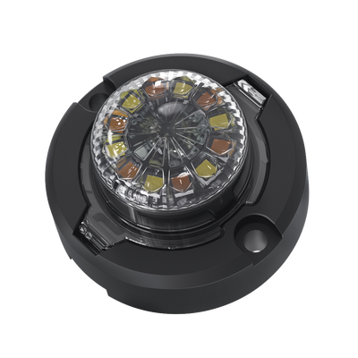 Estrobo Oculto de 12 LED, Brida negra, 12 Vcd, Clara, Lente transparente