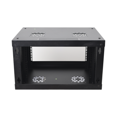Gabinete de Pared de 6U con Puerta Perforada, 455 mm de Profundidad Total, Rack de 19'', Acero Reforzado Color Negro