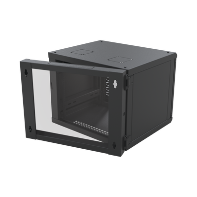 Gabinete Abatible de Pared (Con Marco Trasero) con Rack 19" de 12 Unidades. Ventana de Cristal Templado.