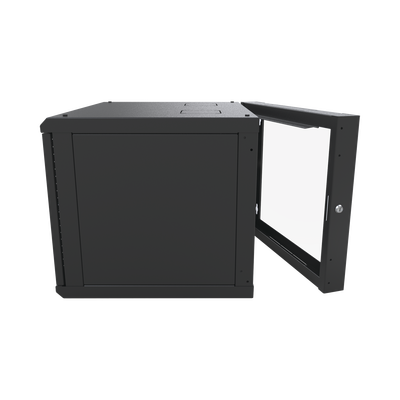 Gabinete Abatible de Pared (Con Marco Trasero) con Rack 19" de 12 Unidades. Ventana de Cristal Templado.